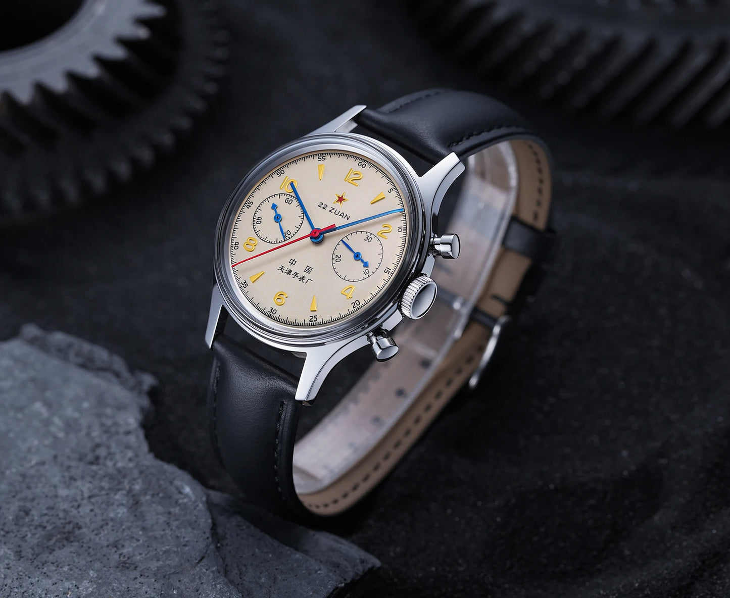 Seagull 1963 International Edition Men's Mechanical Watch Chronograph Pilot Manual Winding Watch ST1901 Black Leather Strap Hot
