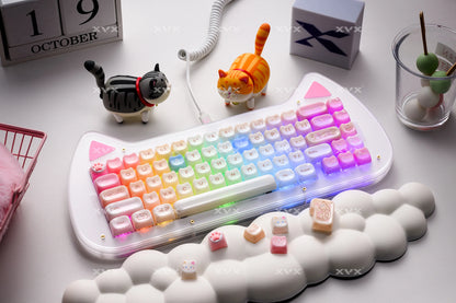 XVX 148 Keys Cat Theme Keycaps MAO Profile Key Cap Korean Glossy Cute Keycap for Keyboard 61 64 68 78 87 96 98 104 108