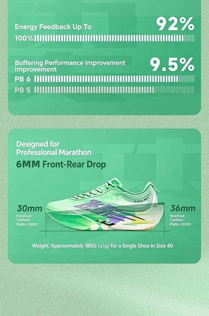 QIAODAN Feiying PB6.0 hardloopschoenen met koolstofplaat voor heren, professionele marathon-wedstrijdschoenen, lichtgewicht sportschoenen QDB023263299