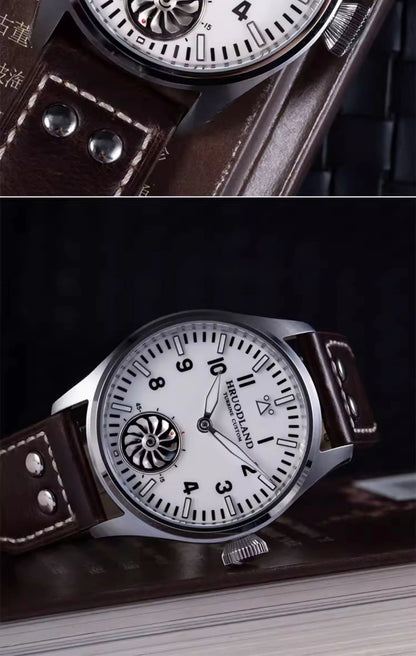 Hruodland 2025 new pilot ST3620 men's manual mechanical watch 43MM sapphire waterproof 10Bar BGW-9 retro reloj hombre