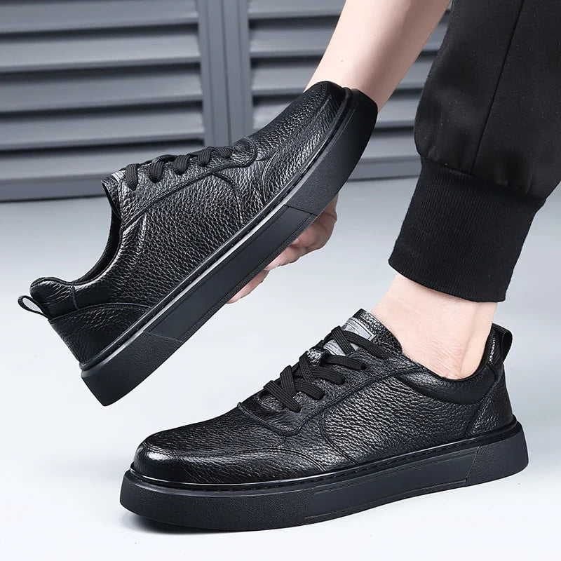 DIMANYU Sneakers da uomo in vera pelle - Nuove scarpe casual estive da uomo con plateau, allacciate, semplici, alla moda e traspiranti