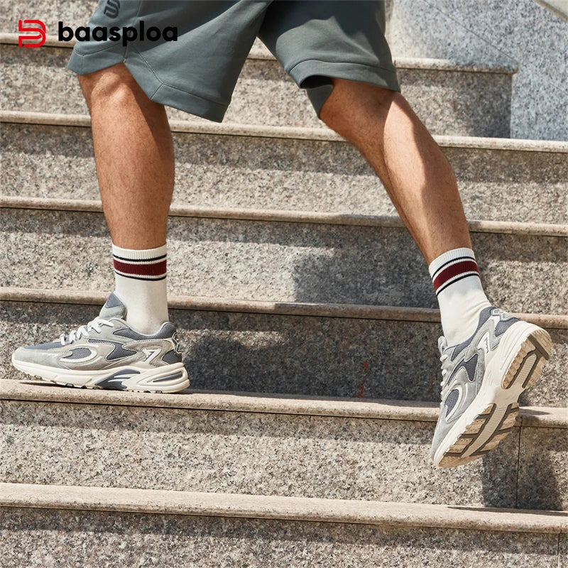 Baasploa New Running Shoes Men Outdoor Fashion Lightweight Mesh Sports Shoes Male Casual Breathable Non-Slip Walking Shoes