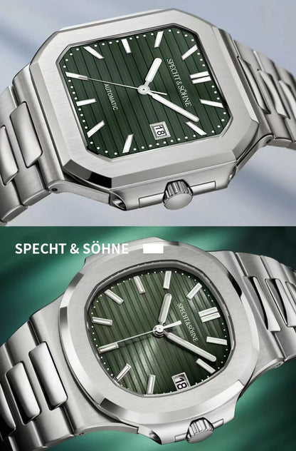 2025 Specht & Söhne Men's Classic Cubic Automatic Mechanical Watch 50M Waterproof Luminous Sapphire Crystal Reloj Hombre 41MM
