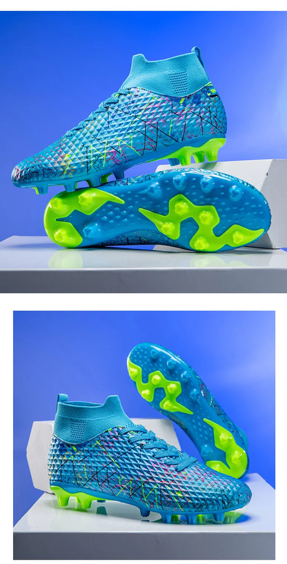 Nouvelles chaussures de football pour hommes, crampons pour terrain extérieur, baskets montantes très vendues pour intérieur, chaussures de football de haute qualité, chaussures de futsal antidérapantes