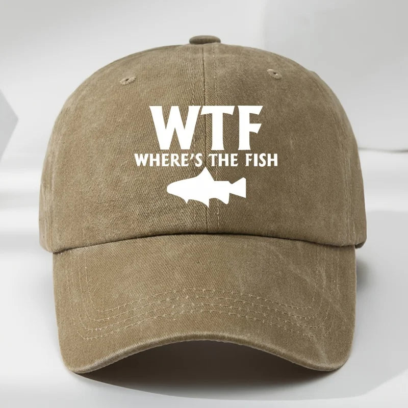 WTF fish print outdoor men's washed baseball cap retro duckbill cap sports casual baseball cap