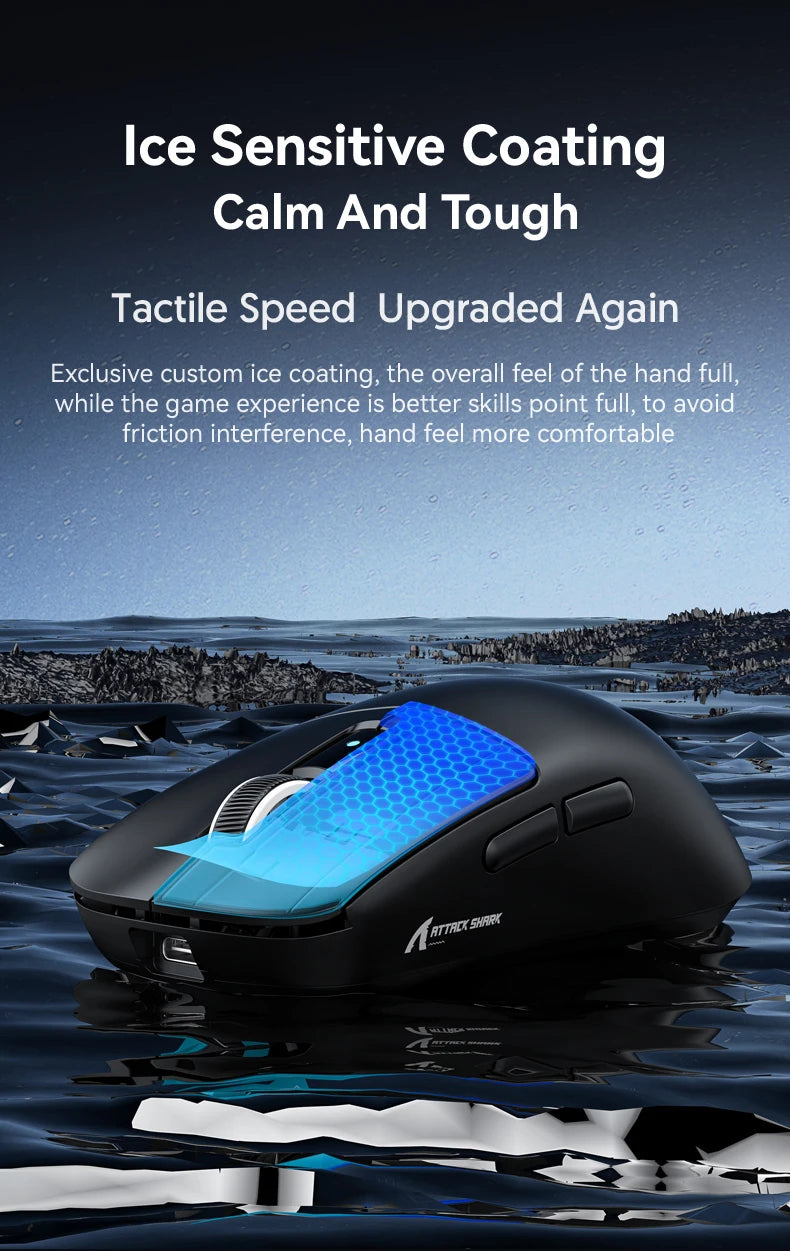 ATTACK SHARK R6 PAW3950MAX Wireless Gaming Mouse, 39g Ultralight, 8KHz Polling Rate, 42,000 DPI, Tri-Mode Bluetooth & 2.4G Gaming Mouse