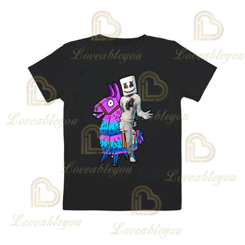 T-shirt Cartoon Fortnite para Rapazes e Raparigas, Battle Royale 3D, 3 a 14 Anos, Victory Royale, Top de Jogo para Criança e Roupa Teen