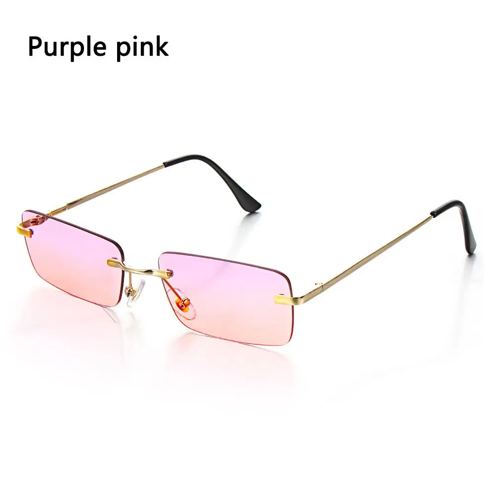 Fashion Rimless Rectangle Sunglasses Women Luxury Design Sun Glasses Ladies Retro Gradient Eyewear Summer UV400 Sun Shades