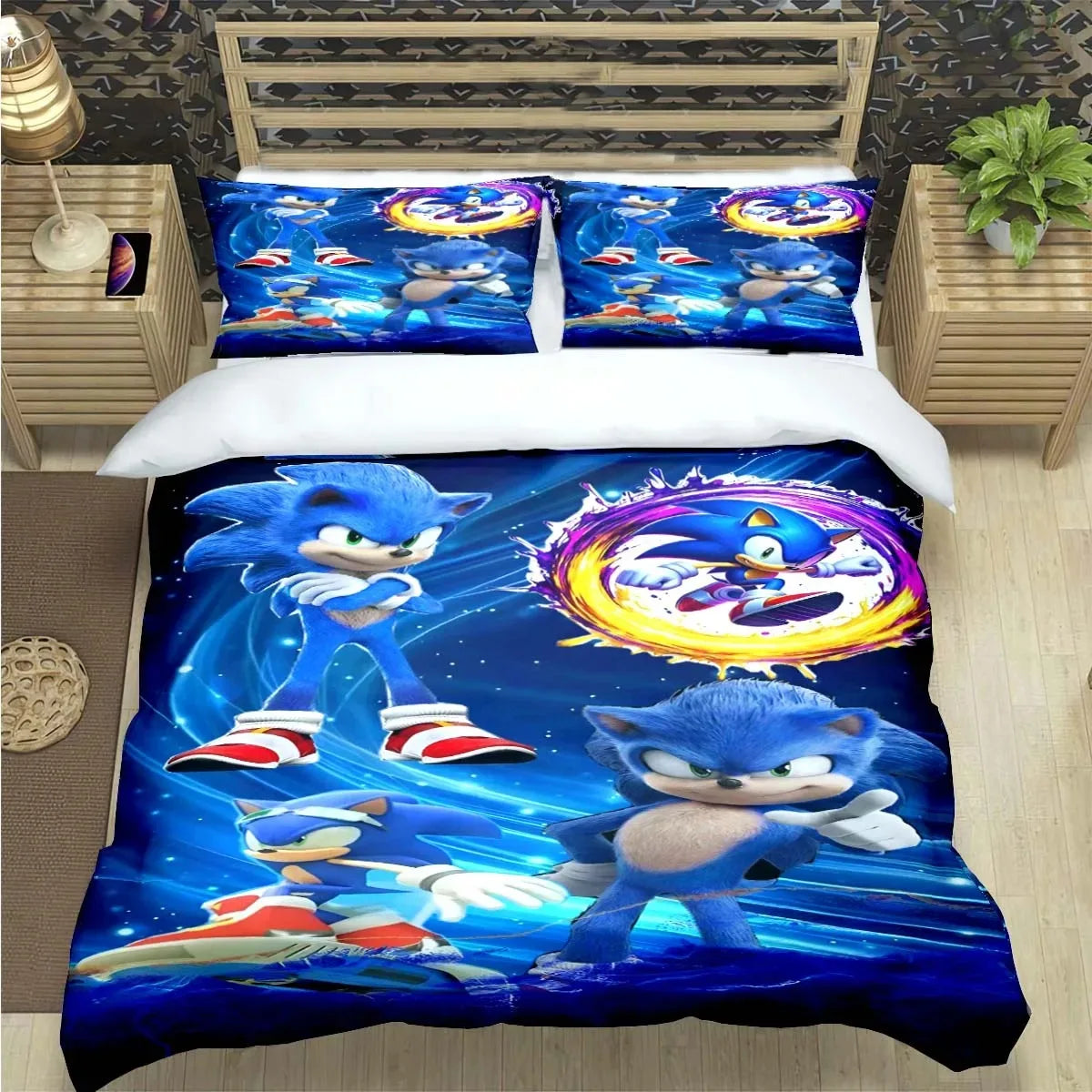 Fashion Cartoon Role Characters Print Bedding Set Sonic Duvet Cover Comforter Bed Youth Kids Girl Boys Luxury Birthday Gift