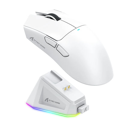 Attack Shark X11&R1 třirežimová bezdrátová Bluetooth myš s nabíjecí základnou, RGB, ergonomická, lehká myš, příslušenství pro PC hráče