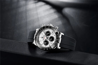 PAGANI DESIGN V2 40MM Herrenuhr mit Meteorit-Zifferblatt, Quarzwerk, Saphirglas, Retro-Chronograph, wasserdichte Uhr für Herren