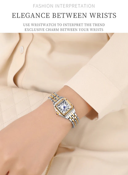 YASHIDUN Fashion Women Watch Stainless Steel Luxury Ladies Quartz Watches Business Female Clock Bracelet Wristwatch Women Gift
