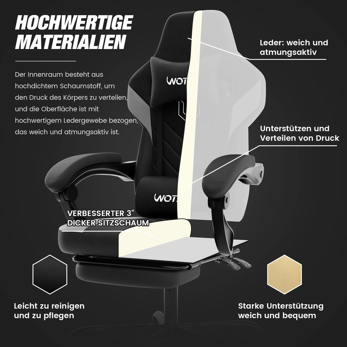 Gaming Chair with Footrest Gamer Chairs Ergonomic with Lumbar Cushion Headrest Gaming Chair Height Adjustable Computer Chair