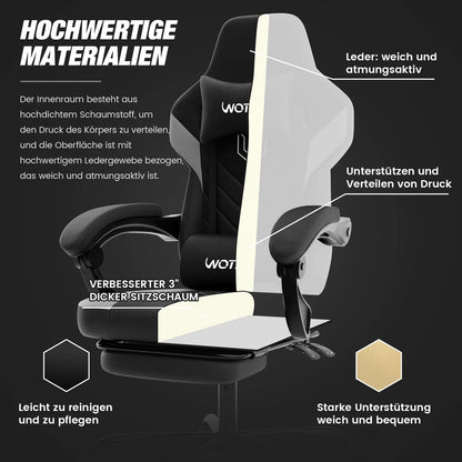 Gaming Chair with Footrest Gamer Chairs Ergonomic with Lumbar Cushion Headrest Gaming Chair Height Adjustable Computer Chair