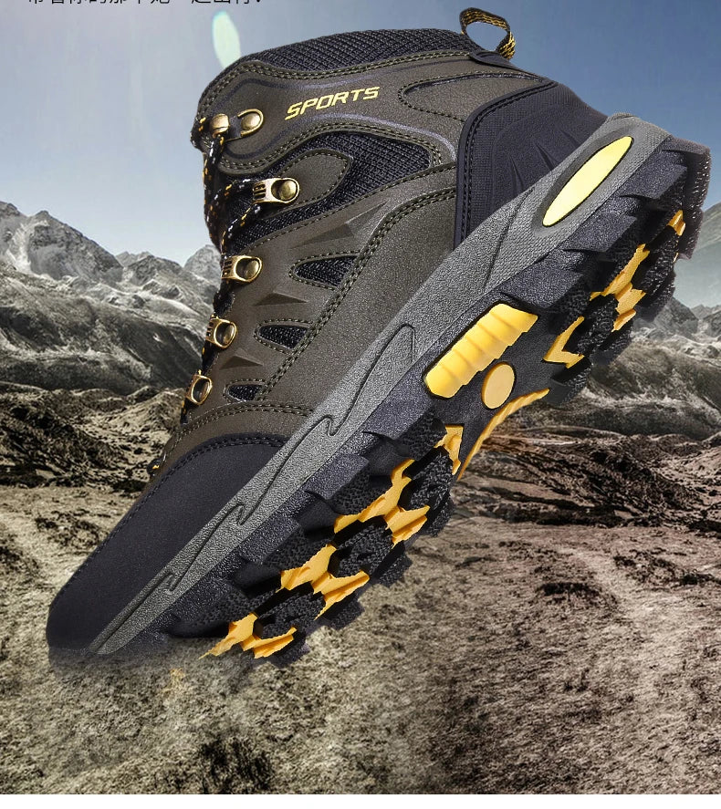 Botas de montaña impermeables para exterior, para hombre y mujer, para primavera y otoño, resistentes al desgaste, para deportes de montaña y caza.