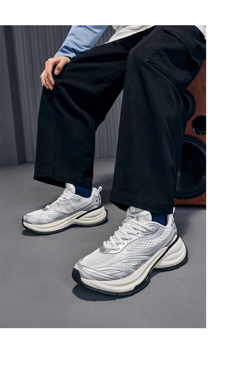 Xtep Basque 3 Men's Sneakers, Retro Fashion, Breathable Luxury Height-Increasing Sports Shoes, Spring 2026, Model 874219320001
