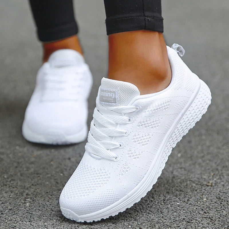 Women's Sneakers 2025 New Fashion Breathable Trainers, Comfortable Sneakers Mesh Fabric Lace-Up, Women's Tennis Shoes