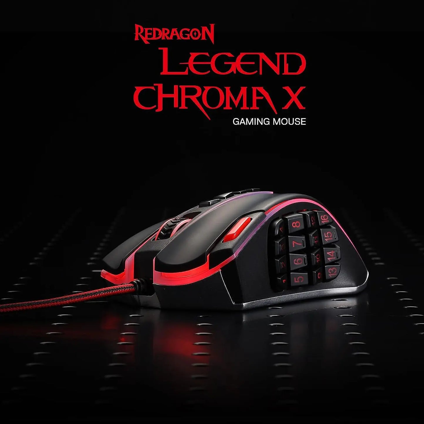 Mouse de gaming MMO Redragon M990, 32000 DPI, de înaltă precizie, cu fir, RGB, cu 23 de butoane programabile și 16 taste macro laterale