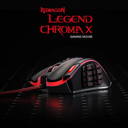Mouse de gaming MMO Redragon M990, 32000 DPI, de înaltă precizie, cu fir, RGB, cu 23 de butoane programabile și 16 taste macro laterale