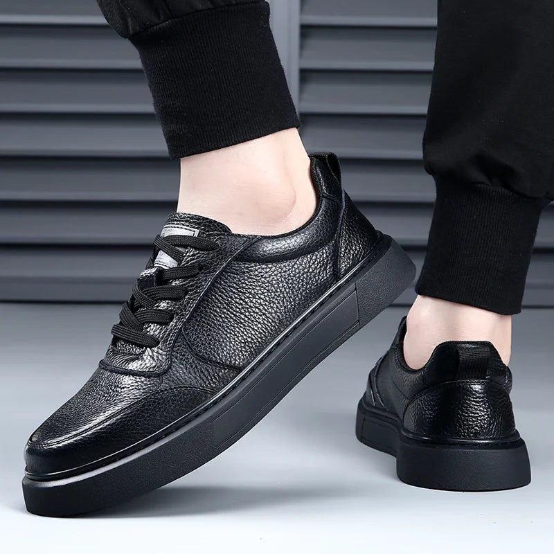 DIMANYU Sneakers da uomo in vera pelle - Nuove scarpe casual estive da uomo con plateau, allacciate, semplici, alla moda e traspiranti