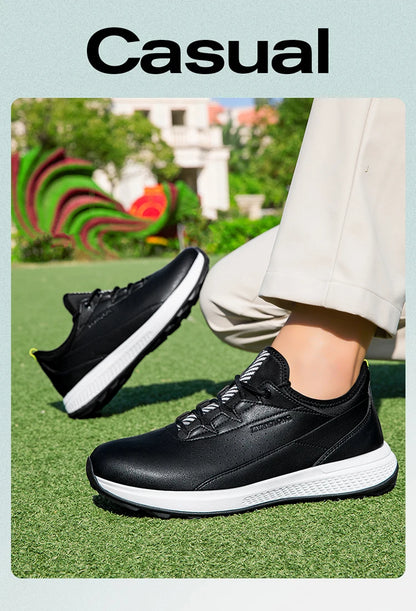 Golf Sports Shoes for Men, Waterproof High-Quality Leather Golf Competition Sports Shoes, Formal Golf Course Training Shoes for Men