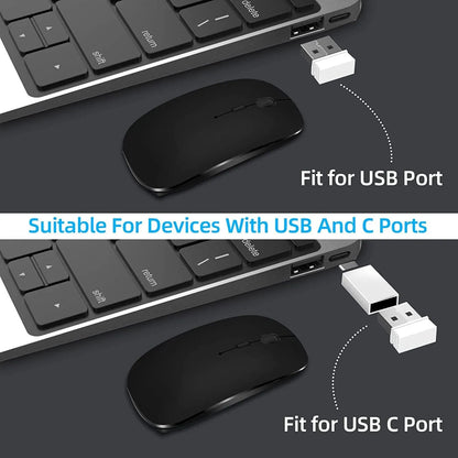 Ratón inalámbrico recargable de doble modo, compatible con Bluetooth y USB 2.4G, para ordenador, portátil, iPad, tablet y notebook, ratón gaming