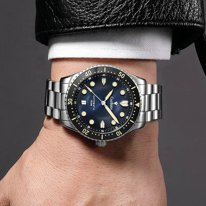 CADISEN Mechanical Automatic Watch Luxury Sapphire Japan MIYOTA 8215 Blue Wristwatch Ceramic Ring Waterproof Gift Men Watch