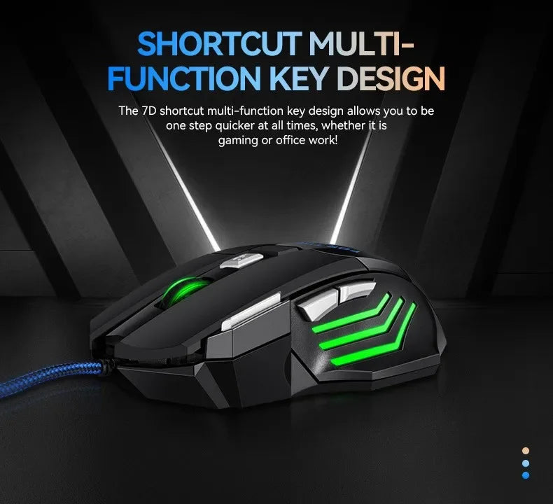 G6 kabelgebundene USB-Gaming-Maus mit 7 Tasten, Scrollrad, 5500DPI einstellbarem optischem Sensor und ergonomischem E-Sport-Design für Laptop, PC, Xiaomi