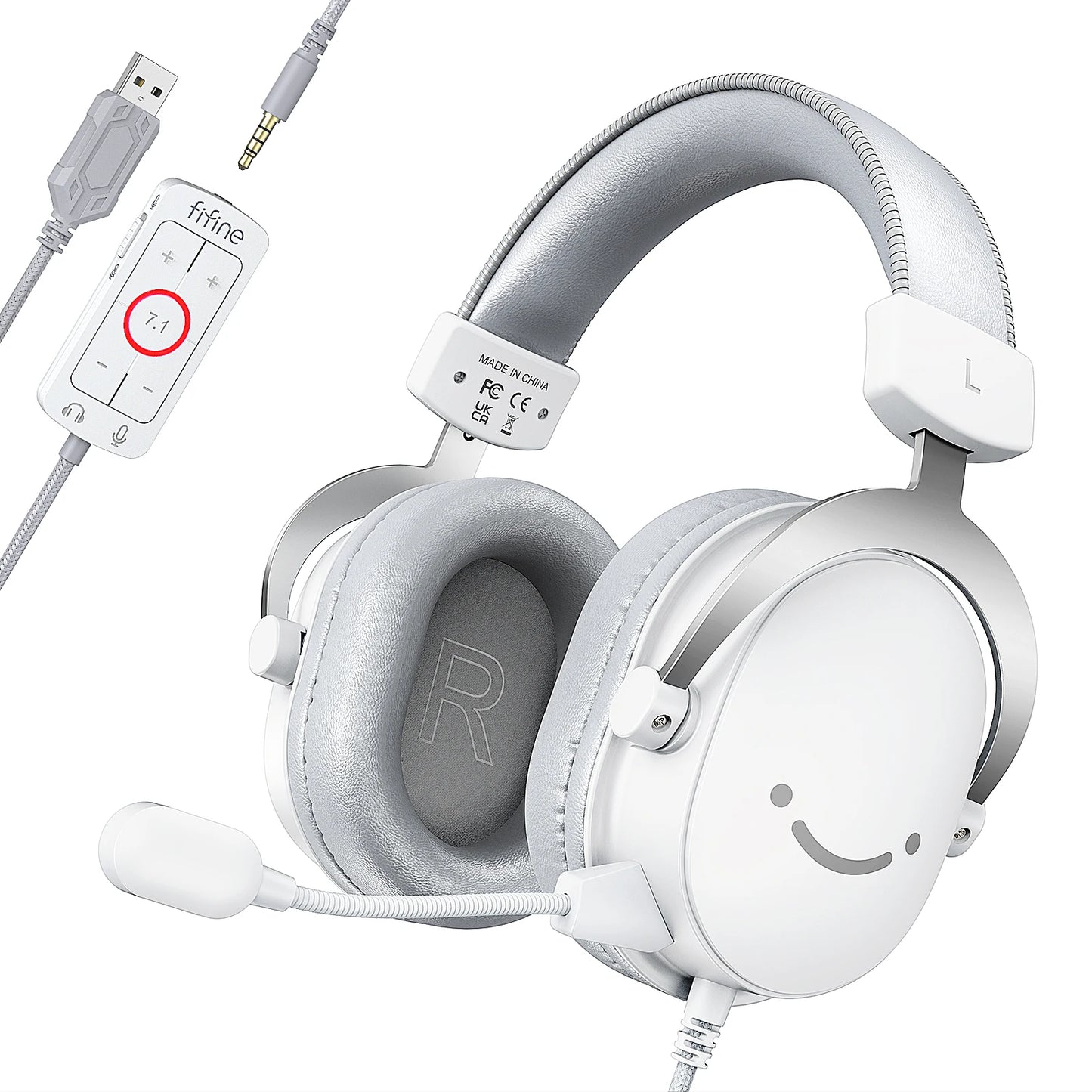 FIFINE Headset, 3.5 mm jack & USB Headphone with 7.1 Surround Sound/volume control/Mute switch for PC/MAC/PS4/PS5 Mixer-H9