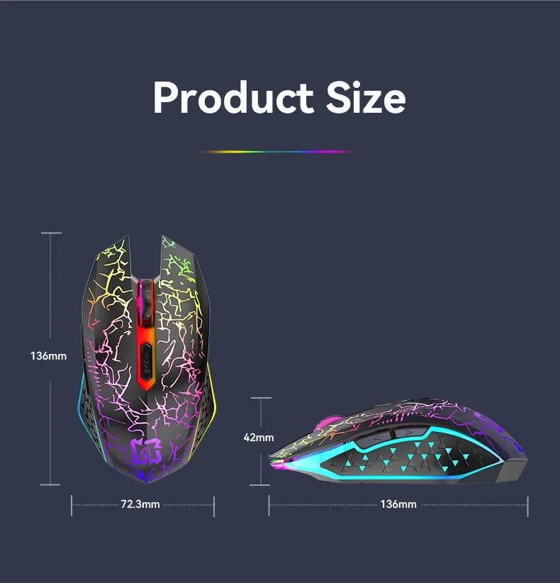 Mouse de gaming RGB 2.4G wireless, mouse Bluetooth 1600DPI, 6 butoane silențioase, mouse ergonomic dual-mode pentru birou, pentru MacBook și PC