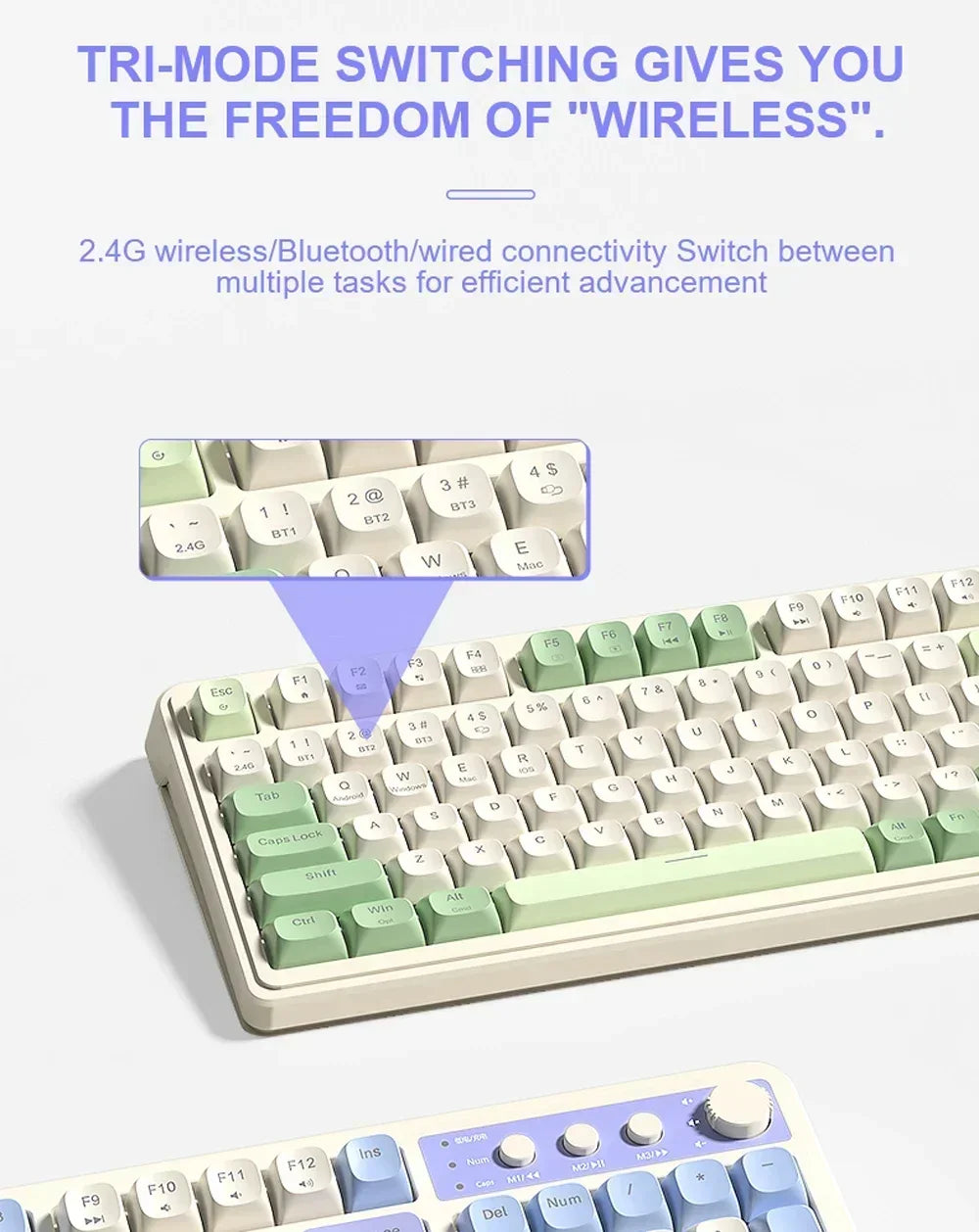 AULA S99 Keyboard 3-Mode Wireless Bluetooth Wired RGB Ergonomic 99Key Typing Mute Gaming Keyboard Custom PC Accessories Gifts