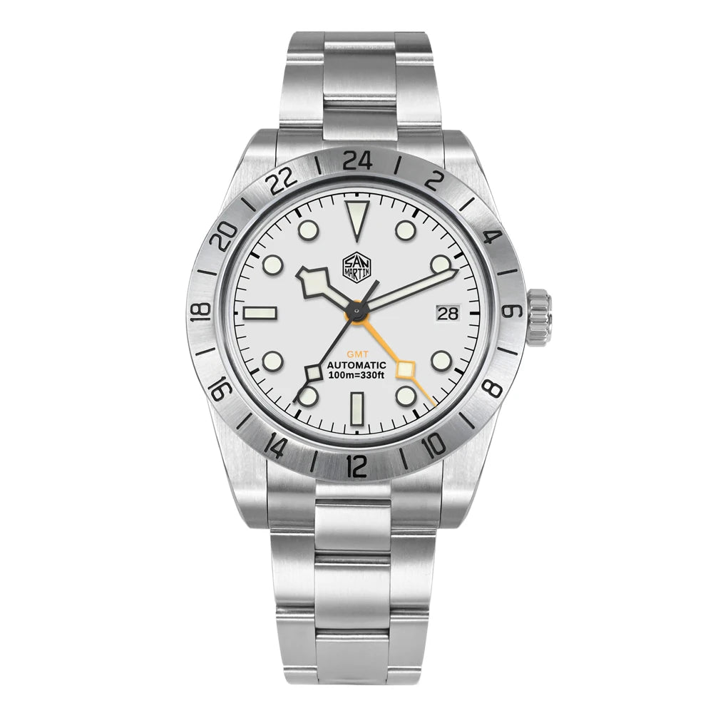 Relógio mecânico automático San Martin New 39mm NH34 BB GMT, relógio desportivo, safira, luminoso, impermeável 100m, para homem, Relogio SN0054