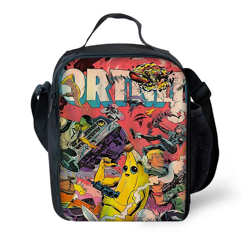 Hot Game FortniteS Child Insulated Large Capacity Bag for Boy and Girl Student Outdoor Picnic Resuable Thermal Cooler Lunch Box