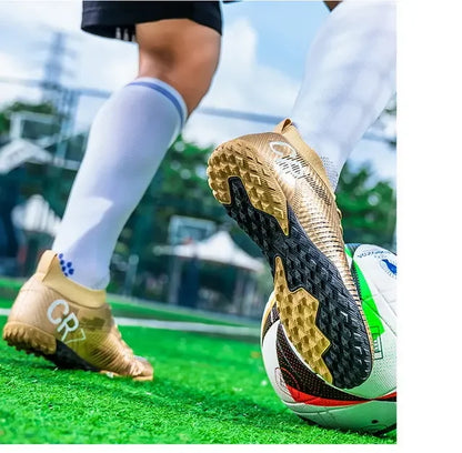 Kids Anti-Collision Toe Football Boots Lace-Up Closure Short Non-Slip Studs Wearproof Breathable Outdoor Grass Game Shoes