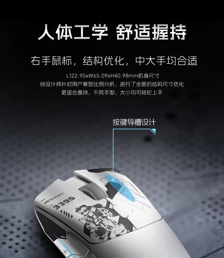 Mouse wireless Metaphyuni Metapanda P1 Pro Max Paw3395L, latență redusă, ușor, pentru e-sports și gaming, ergonomic, cadou pentru gamer PC