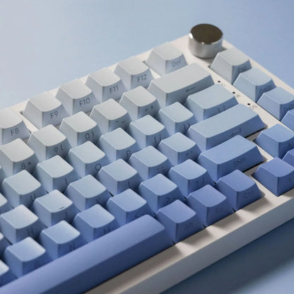 Keycaps com impressão lateral, 134 teclas, perfil Cherry, gradiente branco e azul, PBT, teclas para teclado mecânico gamer AULA f75 Wooting