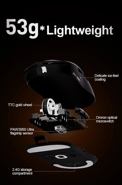 ATK Dragonfly A9 Ultra Wireless Gaming Mouse PAW3950, Tri-Mode 8K Gaming Mouse, Ultra-Lightweight Ergonomic Wireless Gaming Mouse for FPS & Esports