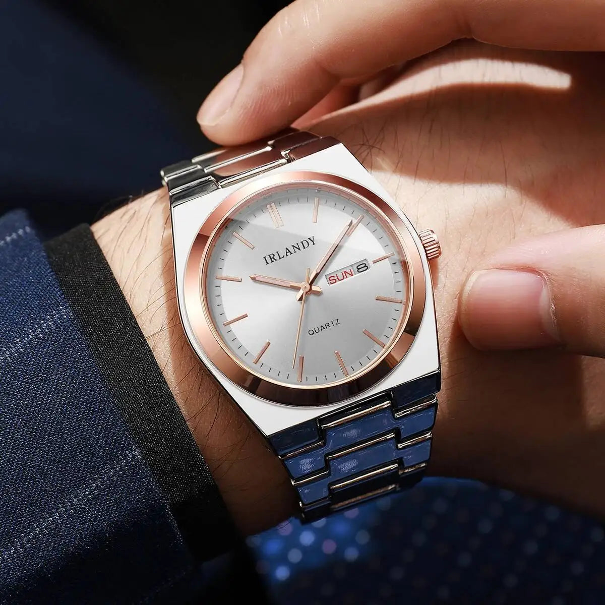 Luxury Mens Calendar Quartz Wristwatches Fashion Men Business Watches Clock Gift Reloj Hombre（Without Box）