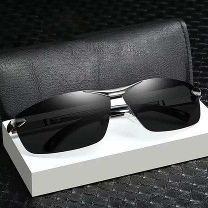 Fashion Fit Rimless Sunglasses Men Women Photochromic Sun Glasses Color Changing Polarized Fishing Car Driving Yellow Glasses