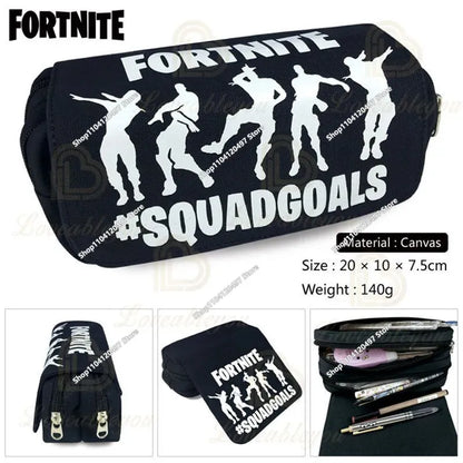Fortnite Kids Pencil Bags Multifunctional Stationery Box Children's Large Capacity Double Layer Stationery Bag