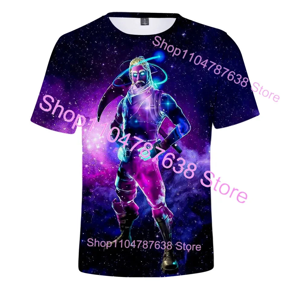 Summer T-shirt Raven Ultima Knight Fortnite T-Shirt, 3D Print Banana Peely Men’s Tee, Battle Royale Game Tops, Birthday Gifts