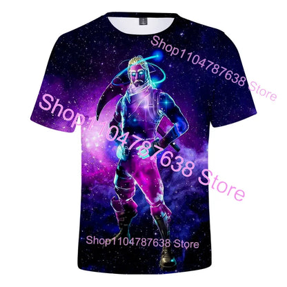 Summer T-shirt Raven Ultima Knight Fortnite T-Shirt, 3D Print Banana Peely Men’s Tee, Battle Royale Game Tops, Birthday Gifts