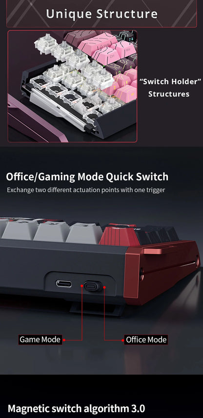 SKYLOONG GK61/GK68 HE Magnetische Tastatur Aluminiumgehäuse 8000hz RT0.01mm Rapid Trigger PBT-Tastenkappen RGB-Hintergrundbeleuchtung kabelgebundene Gaming-Tastatur