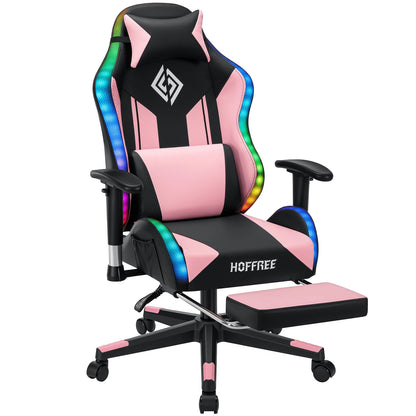 250Lbs Load LED Gaming Chair for Children 8-15 Years, Adjustable Gamer Chair with LED Lighting, Footrest & Lumbar Support