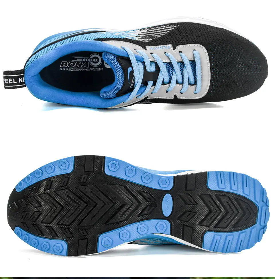 BONA – Pantofi sport pentru bărbați, model popular, cu parte superioară din plasă țesută, pentru alergare, jogging și plimbare, cu șireturi