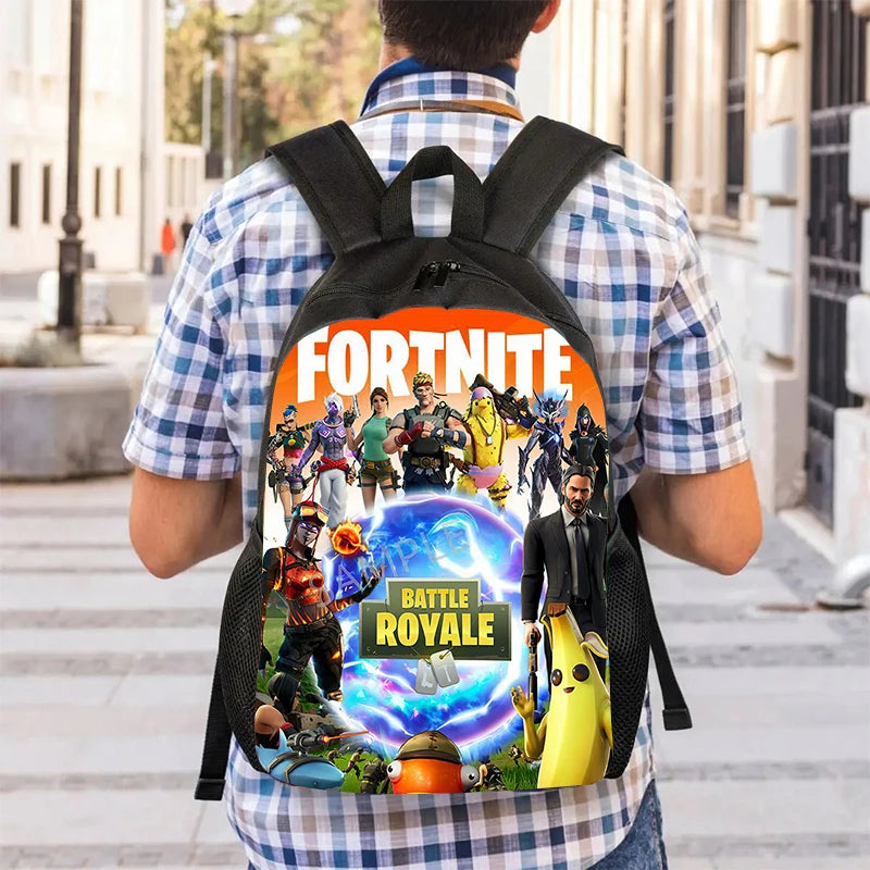 Fortnite 15 Inch Cartoon School Backpack for Kids Boys Girls, Cool Game Printed Lightweight Backpack Large Suitable for Ages 5-8