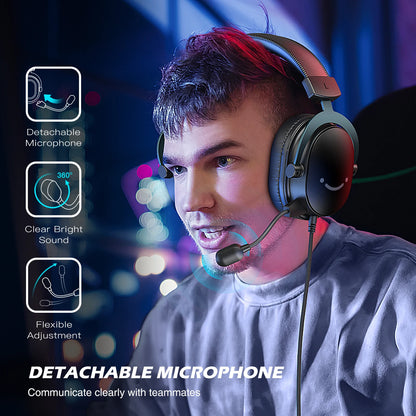 FIFINE Headset, 3.5 mm jack & USB Headphone with 7.1 Surround Sound/volume control/Mute switch for PC/MAC/PS4/PS5 Mixer-H9