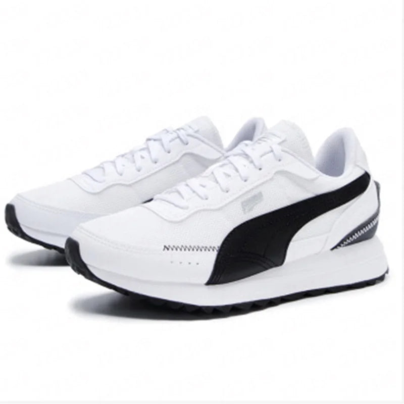 PUMA Baskets de course décontractées rétro légères en maille respirante blanches et noires antidérapantes 397432-05