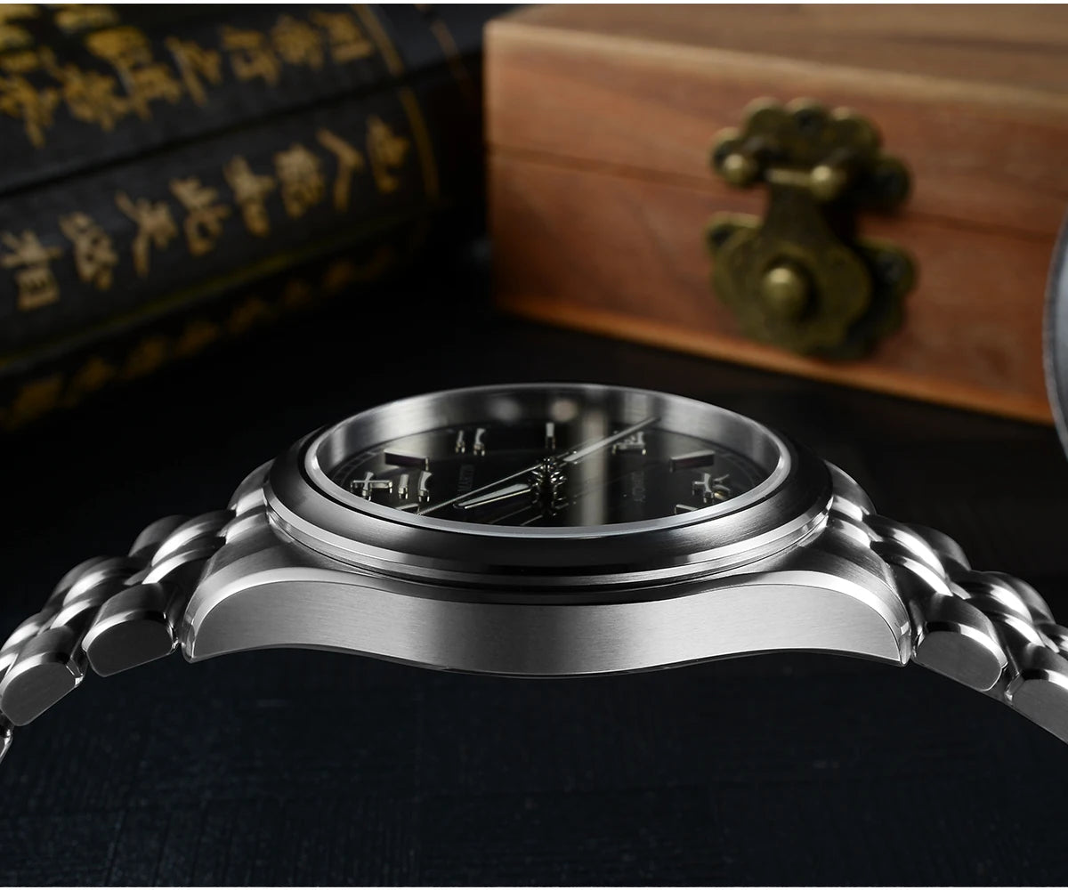 San Martin 39mm Enamel Sunray JianZhan Dial Men GADA Watch 90S5 Automatic BGW-X1 10Bar Sapphire 5-Link Bracelet SN0144CG