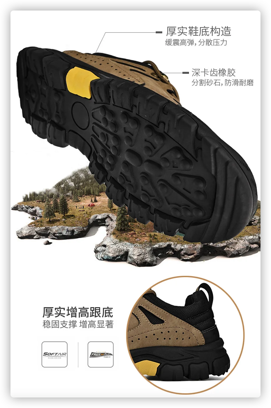 HIKEUP Comode scarpe da trekking da uomo, scarpe da uomo impermeabili con suola in gomma, scarpe da escursionismo resistenti all’usura e antiscivolo